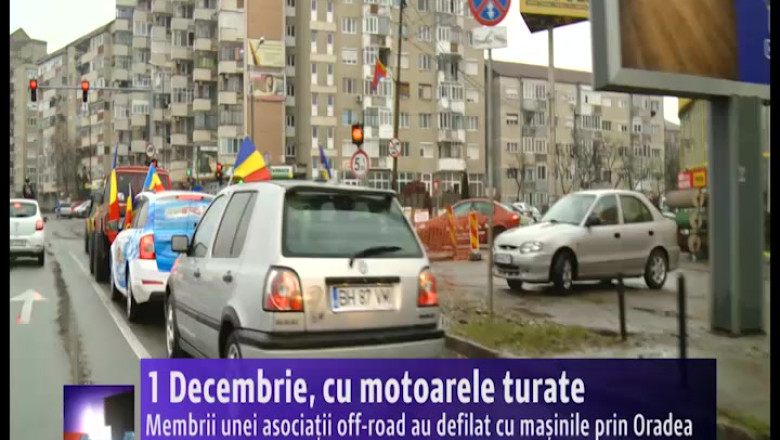 1 Decembrie, cu motoarele turate. Membrii unei asociatii off-road au defilat cu masinile prin Oradea Imagine
