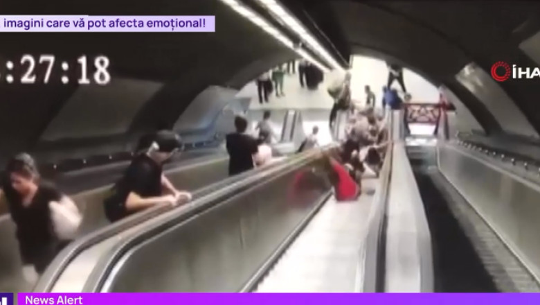 11 raniti dupa ce o scara rulanta si-a schimbat brusc directia. Momentele de panica din Izmir au fost surprinse de camerele video Imagine