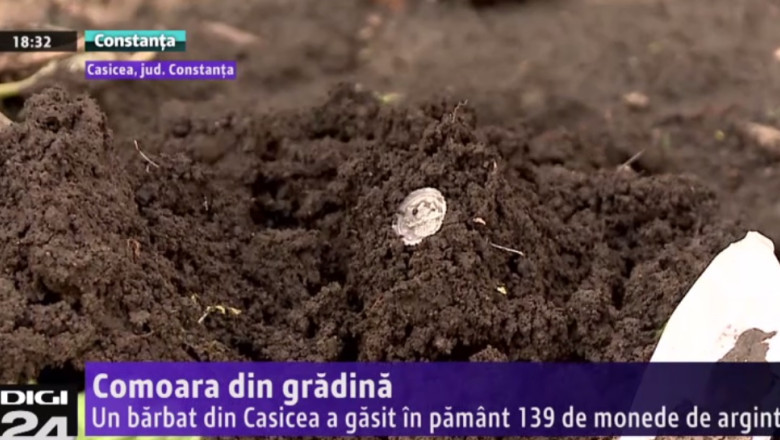 139 de monede de argint, descoperite in gradina . Un localnic din Casicea a gasit o comoara de 2000 de ani vechime Imagine