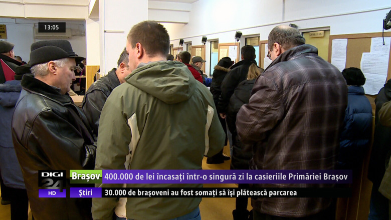 400.000 de lei incasati intr-o singura zi la casieriile Primariei Brasov Imagine