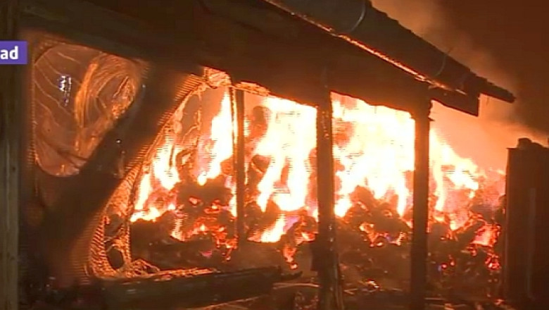 6000 de baloti de fan au ars intr-un complex de hambare din judetul Arad. Pagubele se ridica la 100.000 de lei Imagine