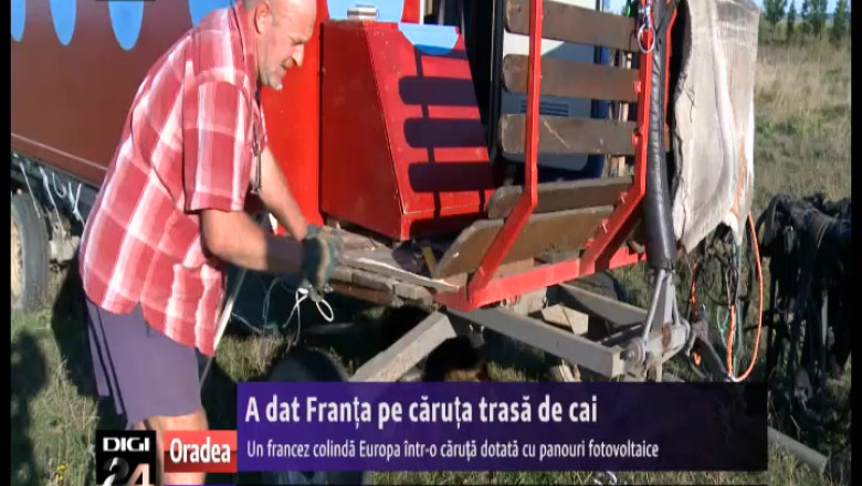 A dat Franta pe caruta trasa de cai. Un francez colinda Europa intr-o caruta dotata cu panouri fotovoltaice Imagine