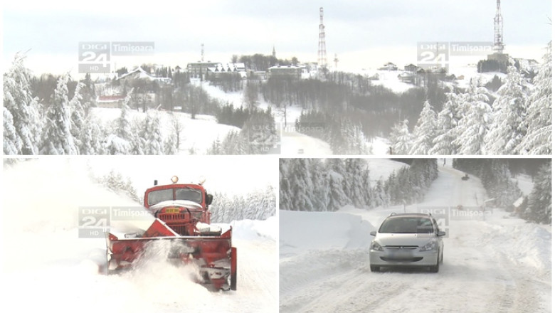 Accesul pe Semenic, blocat ore intregi de viscol. Utilajele au reusit apoi sa-i ”elibereze” pe turisti Imagine