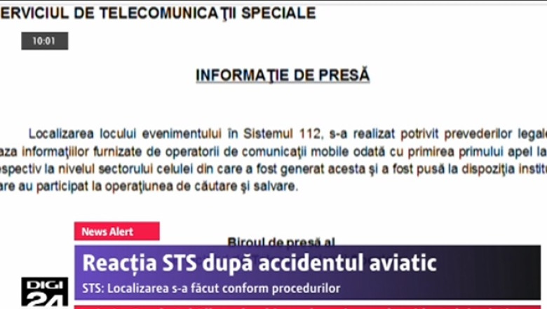 ACCIDENT AVIATIC. Reactia STS: Localizarea s-a facut pe baza informatiilor primite de la operatorii de comunicatii mobile Imagine