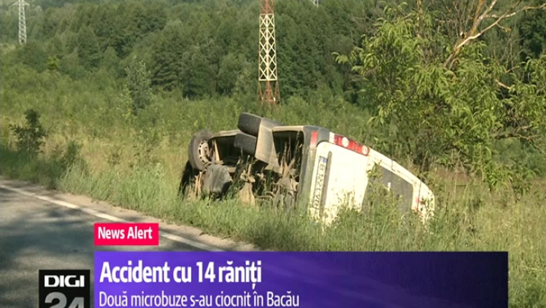 Accident de microbuz in Bacau. 11 persoane au fost ranite, doua persoane au leziuni mai serioase Imagine