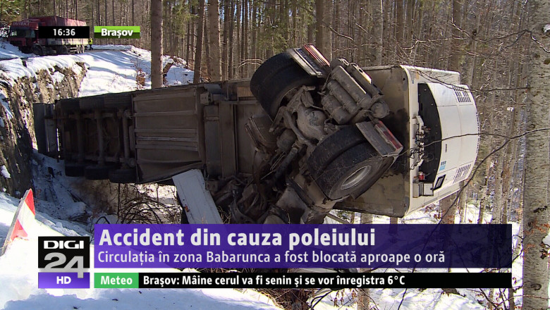 Accident din cauza poleiului. Circulatia in zona Babarunca a fost blocata aproape o ora Imagine