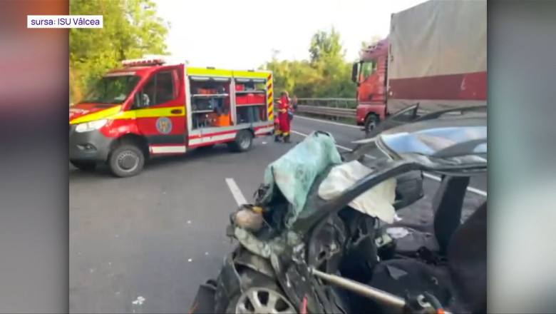 Accident grav intre un TIR si o masina pe DN7, in Valcea. O persoana a murit si o alta a fost ranita Imagine
