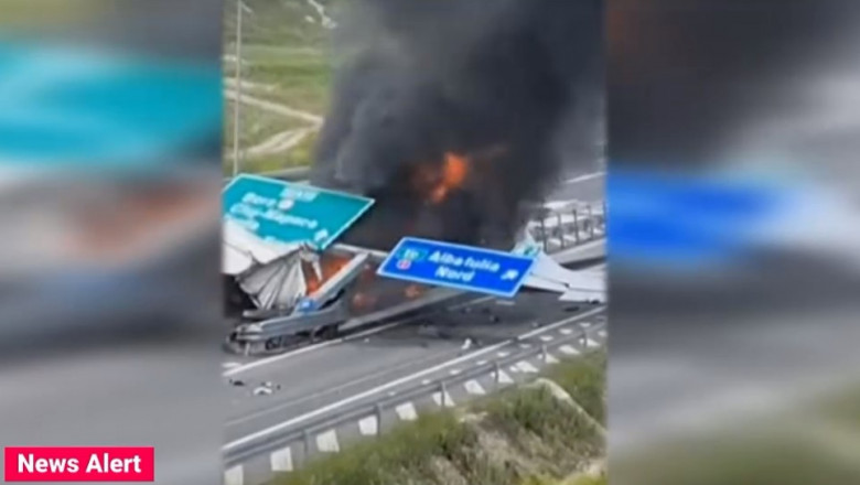 Accident grav pe autostrada Sebes-Turda. Un TIR a luat foc Imagine