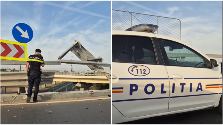 Accident grav pe Centura Capitalei. Un barbat a murit dupa ce masina pe care o conducea a cazut de pe pasarela si a luat foc Imagine