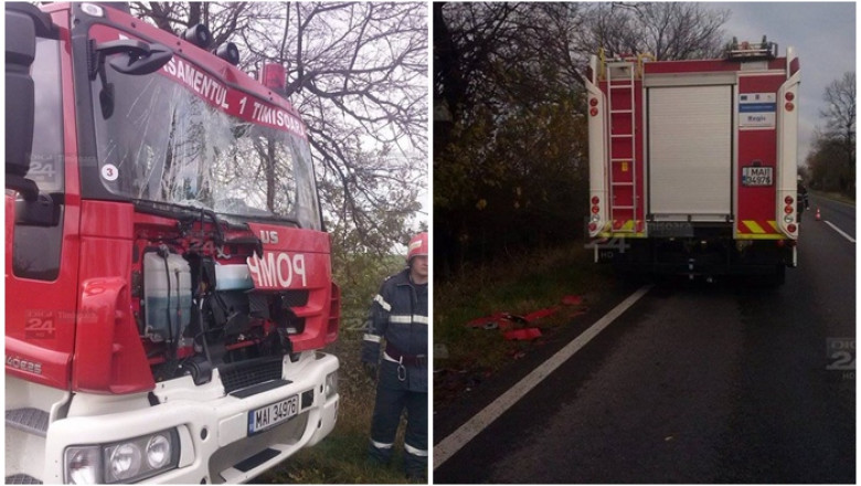 Accident in drum spre accident! Doua masini de pompieri au intrat una in alta Imagine