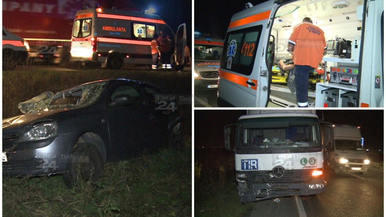 Accident pe soseaua Timisoara - Lugoj: un camion a dat intr-un Opel. Trei persoane au ajuns la spital Imagine