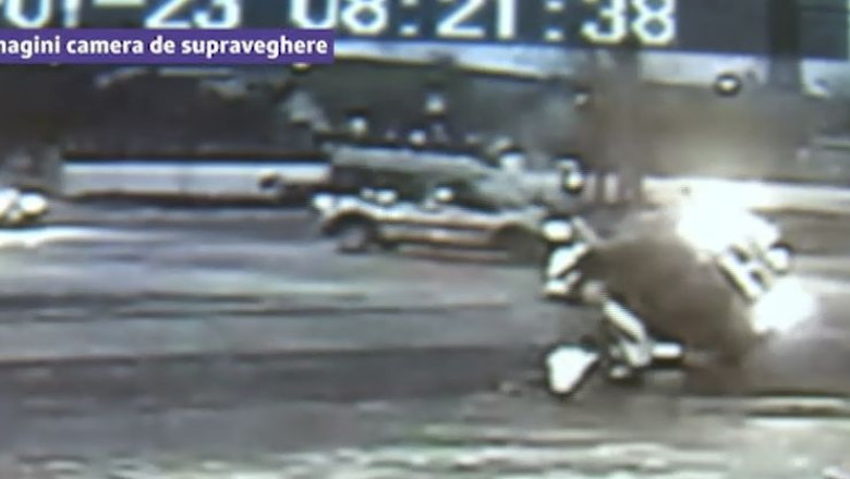 Accident spectaculos, surprins de o camera de supraveghere, la Arad Imagine