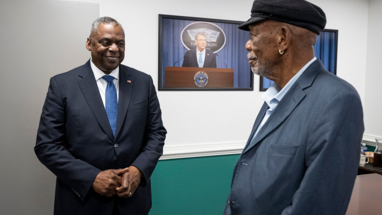 Actorul Morgan Freeman a vizitat Pentagonul. Ce a discutat cu secretarul Apararii Lloyd Austin Imagine