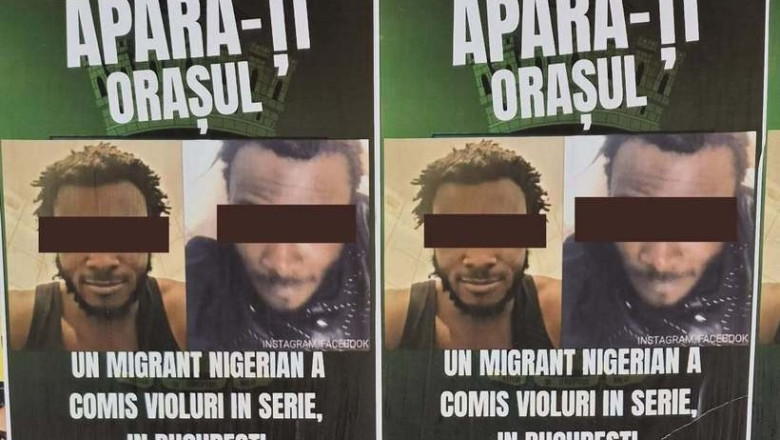 Afise cu un nigerian arestat si acuzat de viol, lipite in Capitala, cu mesajul „Apara-ti orasul!”. Politia vrea sa stie cine e in spate Imagine