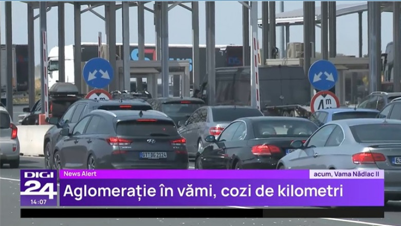 Aglomeratie infernala in vamile din vestul tarii. Cozile de masini se intind pe kilometri pe sensul de iesire din Romania Imagine