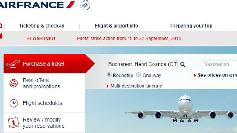 Air France Romania: Pasagerii sa isi amane calatoriile sau sa schimbe biletele din perioada 15-22 septembrie Imagine