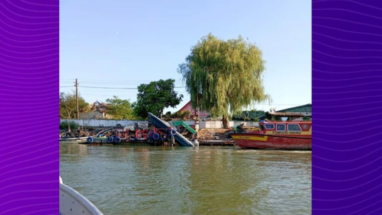 Ambarcatiune cu 2 adulti si 2 copii la bord, implicata intr-un accident naval la Crisan, in Delta Dunarii Imagine