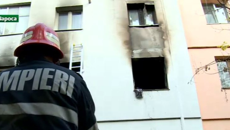 Apartament mistuit de flacari intr-un bloc din cartierul clujean Manastur Imagine