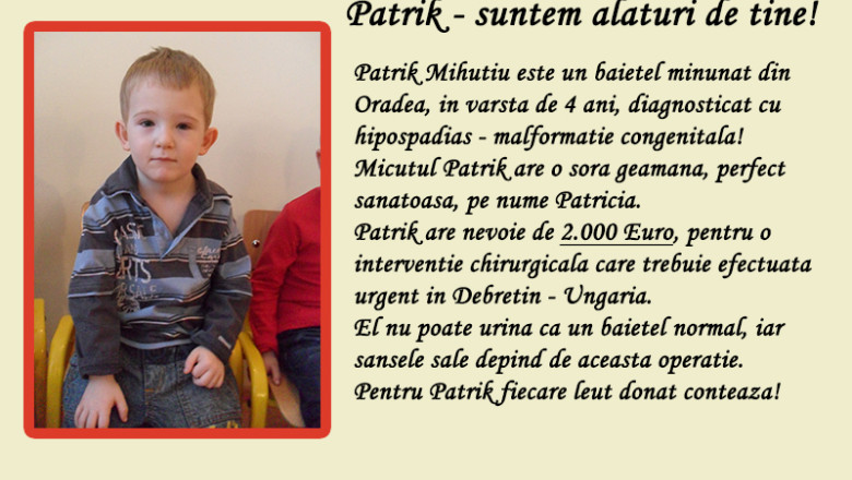 Asociatia Piticot lanseaza campania "Patrik, luptam impreuna" Imagine