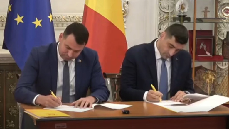 AUR isi asuma oficial „paternitatea” asupra partidului surpriza din Republica Moldova. Simion si Costiuc au semnat protocolul Imagine