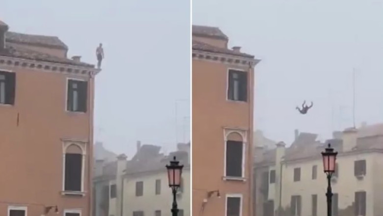 Autoritatile italiene cauta „un idiot” care s-a aruncat de pe o cladire cu trei etaje intr-un canal din Venetia Imagine