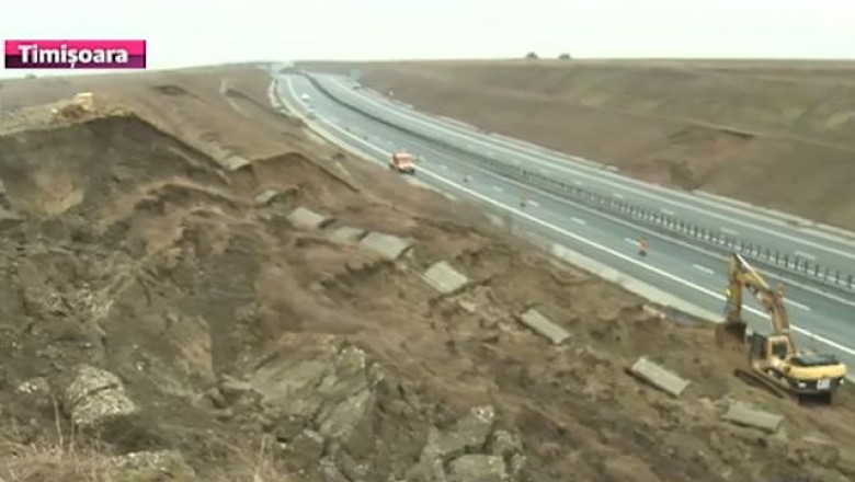 Autostrada noua, probleme vechi. Peretii de pamant de pe marginea autostrazii A6 se prabusesc Imagine