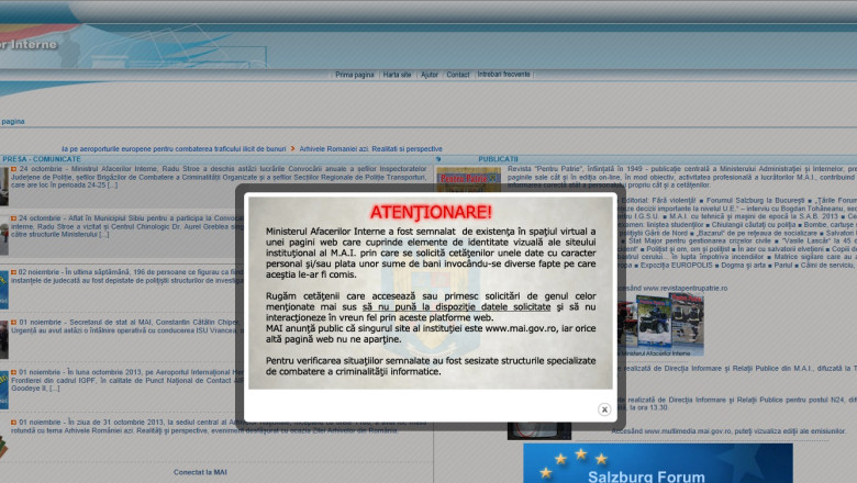 Avertisment MAI: Printr-un site-clona al ministerului se cer bani si date personale Imagine