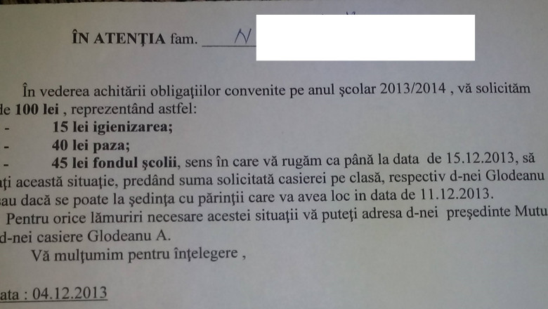 Bani de liceu. Paza, igienizarea si alte reparatii curente la Liceul Traian sunt platite de elevi Imagine
