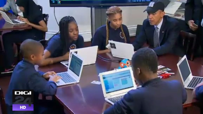 Barack Obama, de la codurile nucleare la codurile de programare. Lectii de la copii de sase ani Imagine