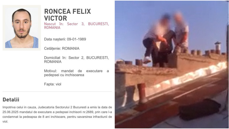Barbat dat in urmarire nationala, prins pe acoperisul unei cladiri din Capitala. Fusese condamnat la 8 ani de inchisoare pentru viol Imagine