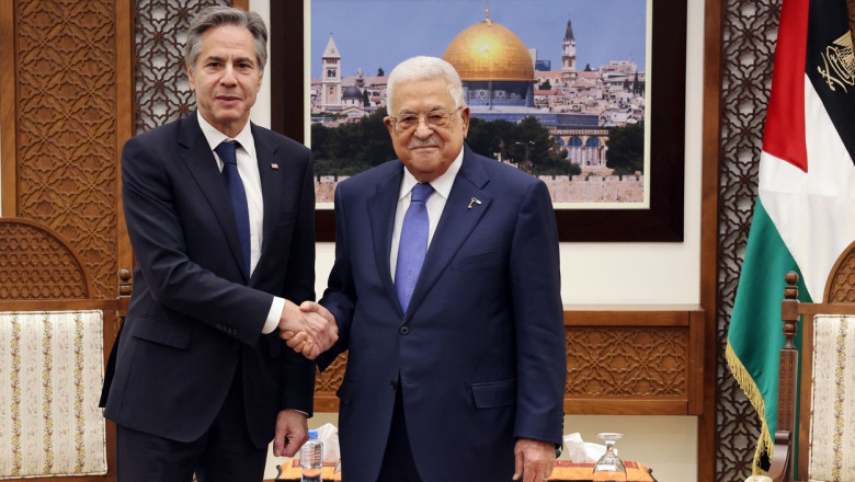Blinken s-a intalnit cu presedintele Autoritatii Palestiniene in Cisiordania ocupata Imagine