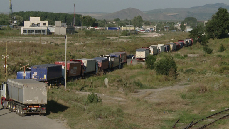 Brailenii nu au unde sa-si depoziteze cerealele. Zeci de camioane cu grau, orz si rapita asteapta sa fie descarcate Imagine