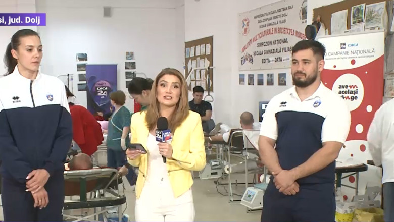Campania de donare de sange din Filiasi, sustinuta de handbalista Cristina Burcea Zamfir si Ionut Iancu, campion mondial la kempo Imagine