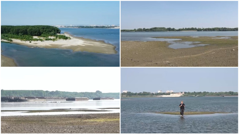 Canicula scade alarmant debitul Dunarii. Judetul in care fluviul poate fi trecut la pas, pe anumite portiuni Imagine