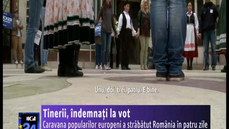 Caravana popularilor europeni a ajuns la Oradea ca sa-i indemne pe tineri sa mearga la vot Imagine