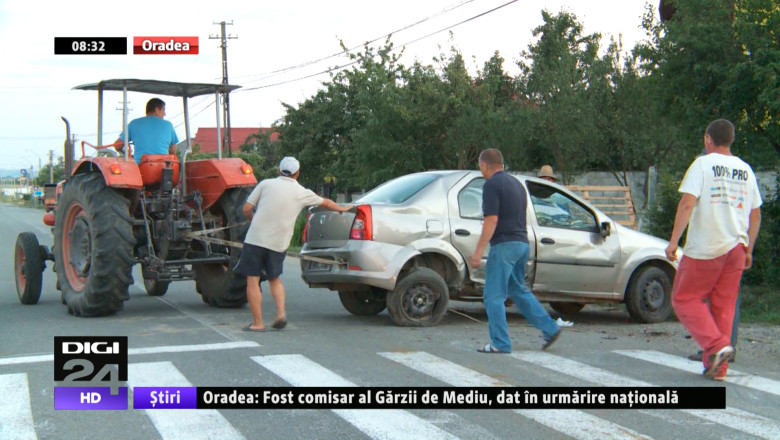 Cascadorie pe sosea. Un maramuresean s-a lovit cu masina de un cap de pod Imagine