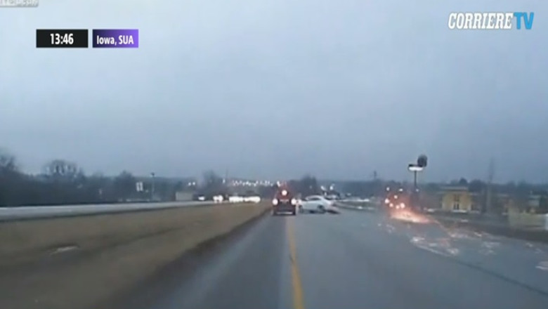 Cascadorie periculoasa pe o autostrada din SUA Imagine