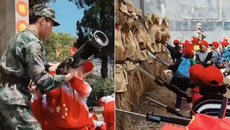 Ce fac copiii in taberele de vara bizare din China: lupta cu baioneta, trag cu lansatorul de grenade si asambleaza obuze de mortier Imagine