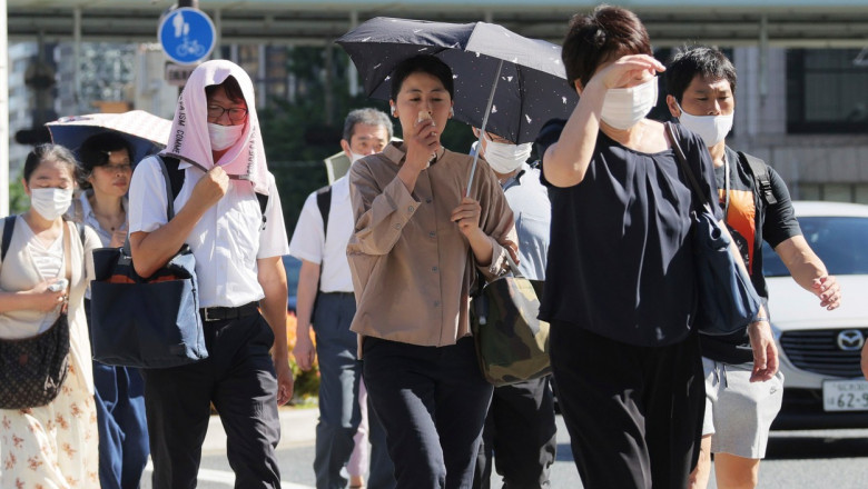 Cea mai caniculara zi din Japonia din ultimii 150 de ani. "Aerul e atat de fierbinte, ca instalatia anti-incendiu s-a scurtcircuitat" Imagine