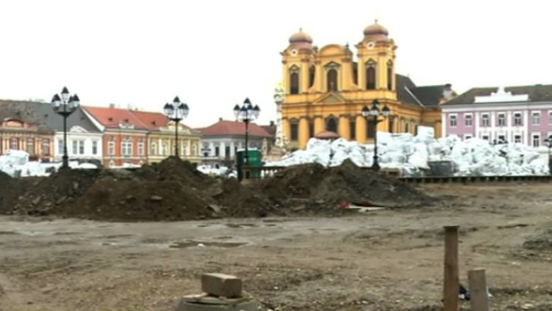 Centrul istoric al Timisoarei, intre santier si arheologie. Pietele si strazile sunt in plin proces de modernizare Imagine