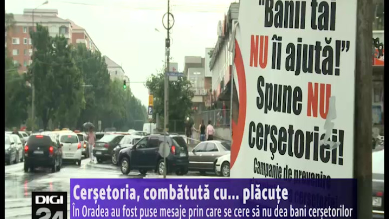 Cersetoria, combatuta cu... placute. In Oradea au fost puse mesaje prin care se cere sa nu dea bani cersetorilor Imagine