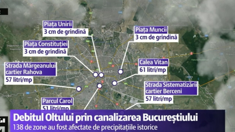 Cifrele potopului din Bucuresti. Prin canalizarea Capitalei a trecut debitul Oltului Imagine