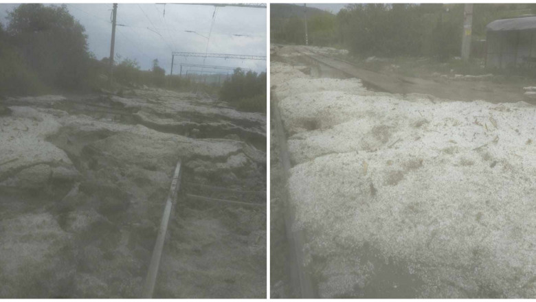 Circulatia trenurilor intre Brasov si Sighisoara este blocata, dupa ce a plouat abundent cu grindina Imagine