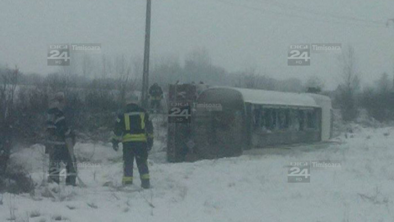 Cisterna rasturnata in Timis: pericol de explozie, de incendiu!  Imagine