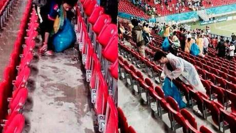 CM 2014. Suporterii niponi au curatat tribunele dupa partida Coasta de Fildes - Japonia Imagine