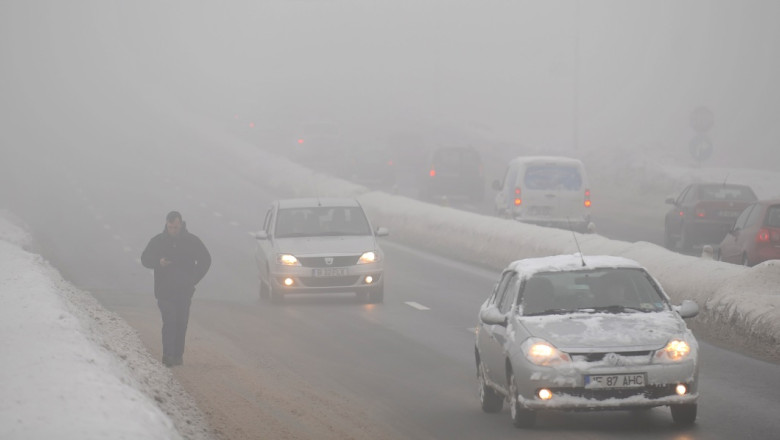 Cod galben de ceata pana la ora 17.00. Curse anulate pe Aeroportul Otopeni, trafic ingreunat pe A1, A2 si A3 Imagine