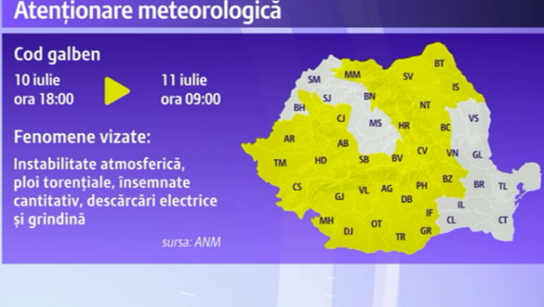 Cod galben de ploi in peste 30 de judete. In Olt si Valcea, grindina a distrus sute de solarii Imagine
