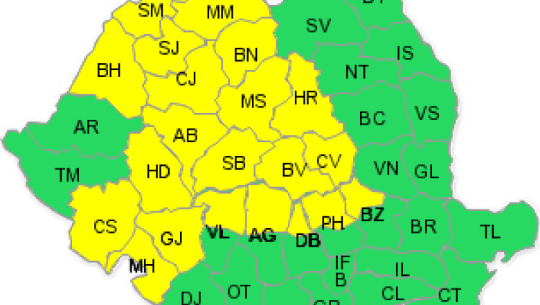 Cod galben de vant puternic si ploi insemnate cantitativ Imagine