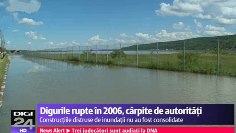 Cod portocaliu de inundatii pe Dunare. Digurile rupte in 2006 au fost doar carpite de autoritati Imagine