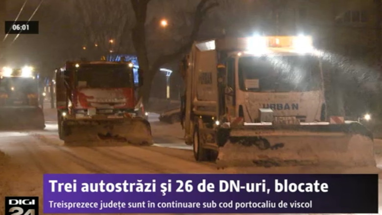 COD PORTOCALIU. Trei autostrazi si 25 de drumuri nationale raman inchise. Doua persoane, blocate in nameti in Braila Imagine